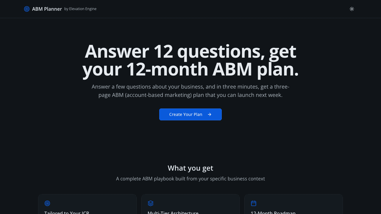 ABM Playbook planner screenshot